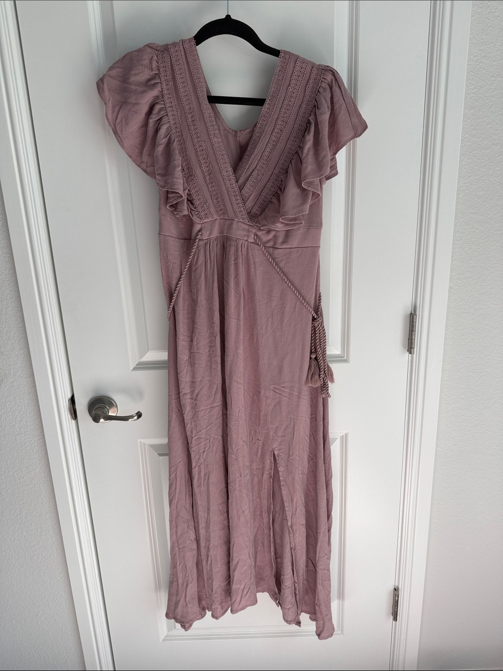 Baltic Born Mauve Maxi Dress with Crochet V-Neck